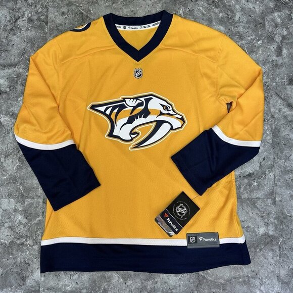 Nashville Predators Youth Jersey Size L/XL Stitch Logo Fanatics Authentic Yellow - Picture 1 of 5